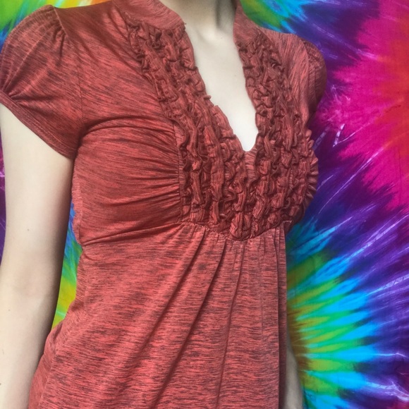 Soft Ruffled Orange Top - Picture 3 of 5